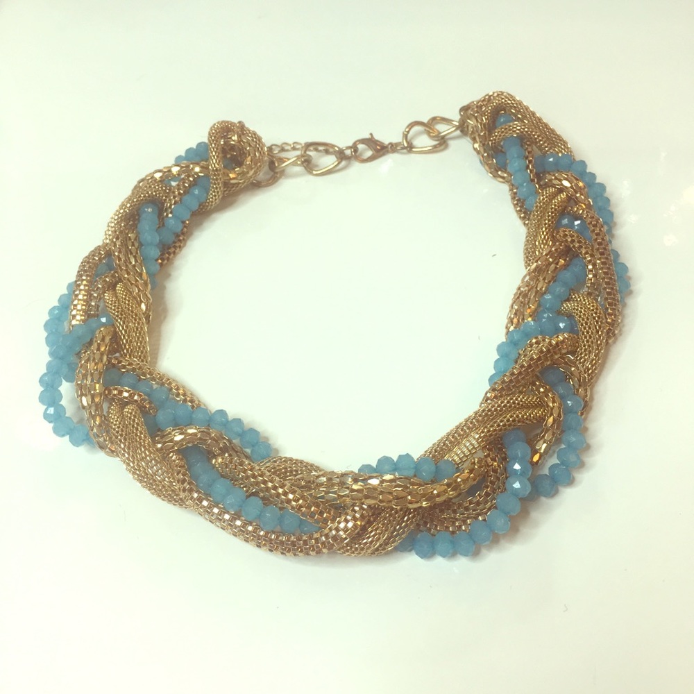 Blue and Gold Statement Necklace